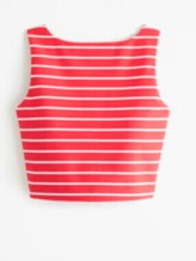 Women’s Red Striped Square-Neck Crop Top